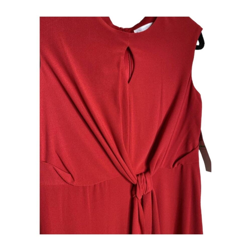 London Times Fit & Flare Crepe Dress Scarlet Red Peep Below Knee Size 8 NWT - Picture 4 of 7